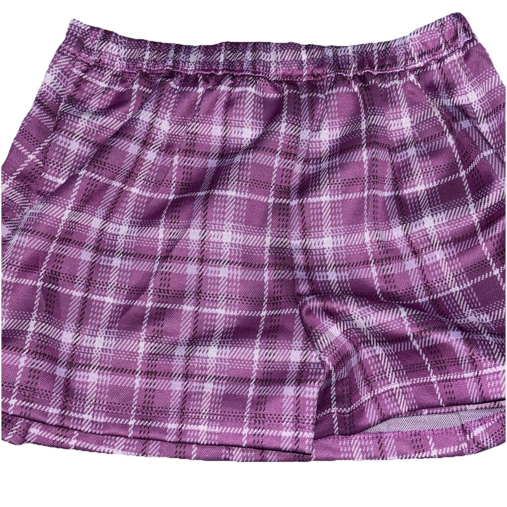 Vince Camuto 2 Girls Skirt Set Sz 7 Pleated Purple Plaid & Plum Faux Leather NEW - Picture 3 of 11